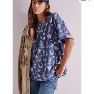 We The Free Blue Western Graphic Short Sleeve Tee from Free People